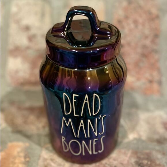 Rae Dunn Dead’s Man’s Bones unique iridescent canister very rare Halloween Decor - Picture 6 of 8
